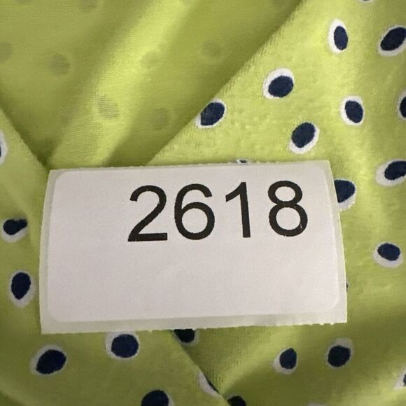 Lands End Dress Womens Jersey Knit Small 6-8 Surplice Faux Wrap Green Polka Dots - Picture 13 of 15